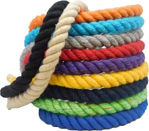 Faxco 10ft Natural Twisted Cotton Rope Strong Triple-Strand Rope