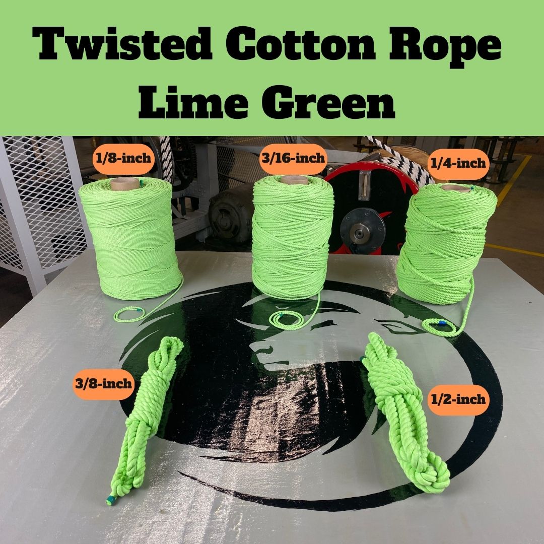 Ravenox Lime Green Twisted Rope | Multi-Purpose Cotton Cordage 1/4-Inch x 10-Feet