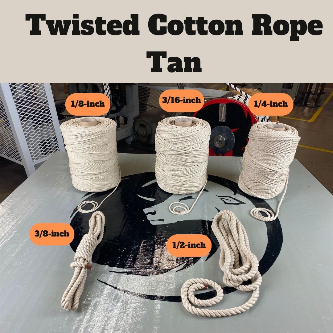 Ravenox Tan Twisted Cotton Rope | Super-Soft Manila Alternative 1/8-Inch x 50-Feet