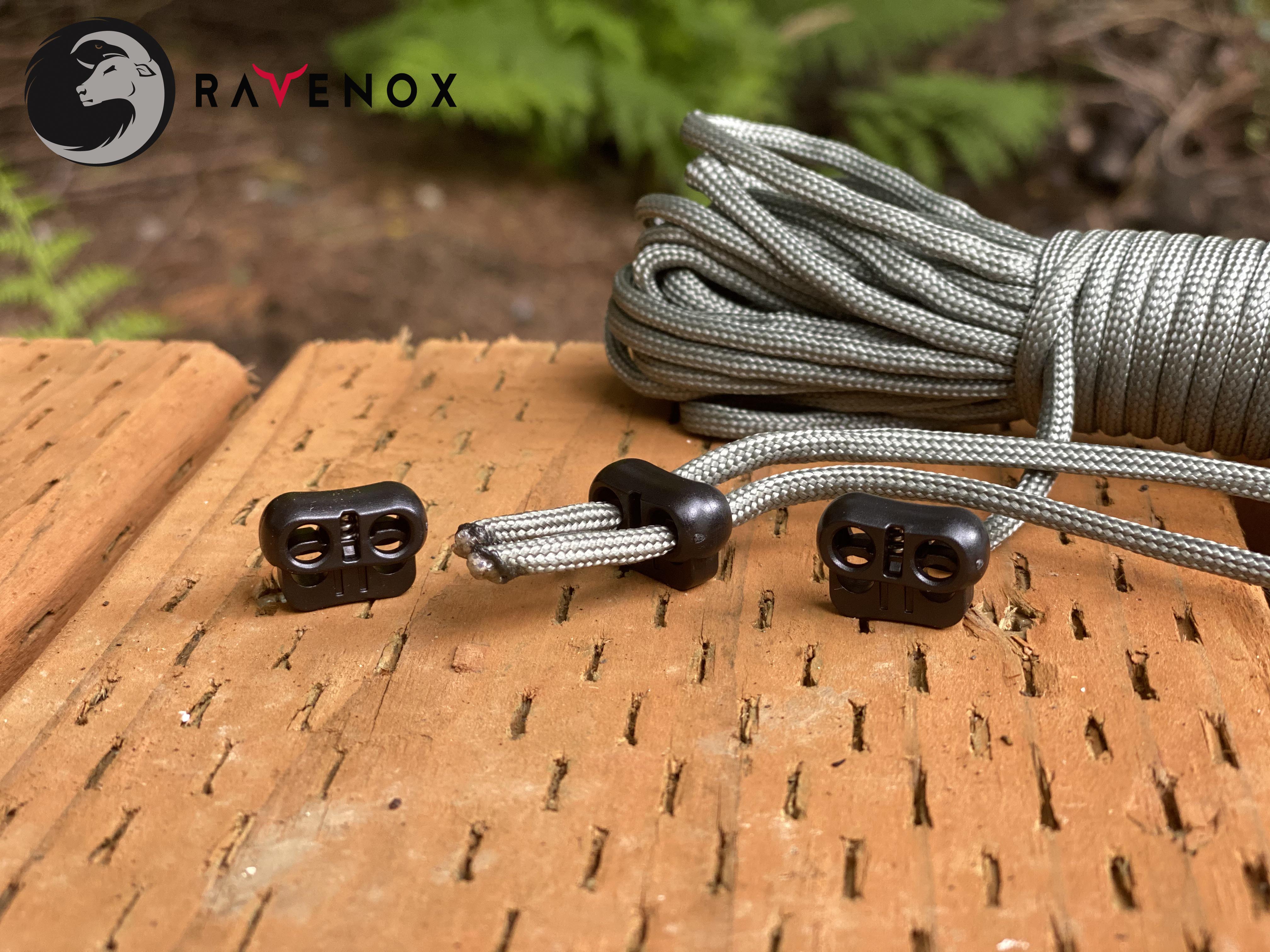 Ravenox Wheeled Cord Locks | for Shoelaces, Backpacks & Cordage Black / 1000 Pack