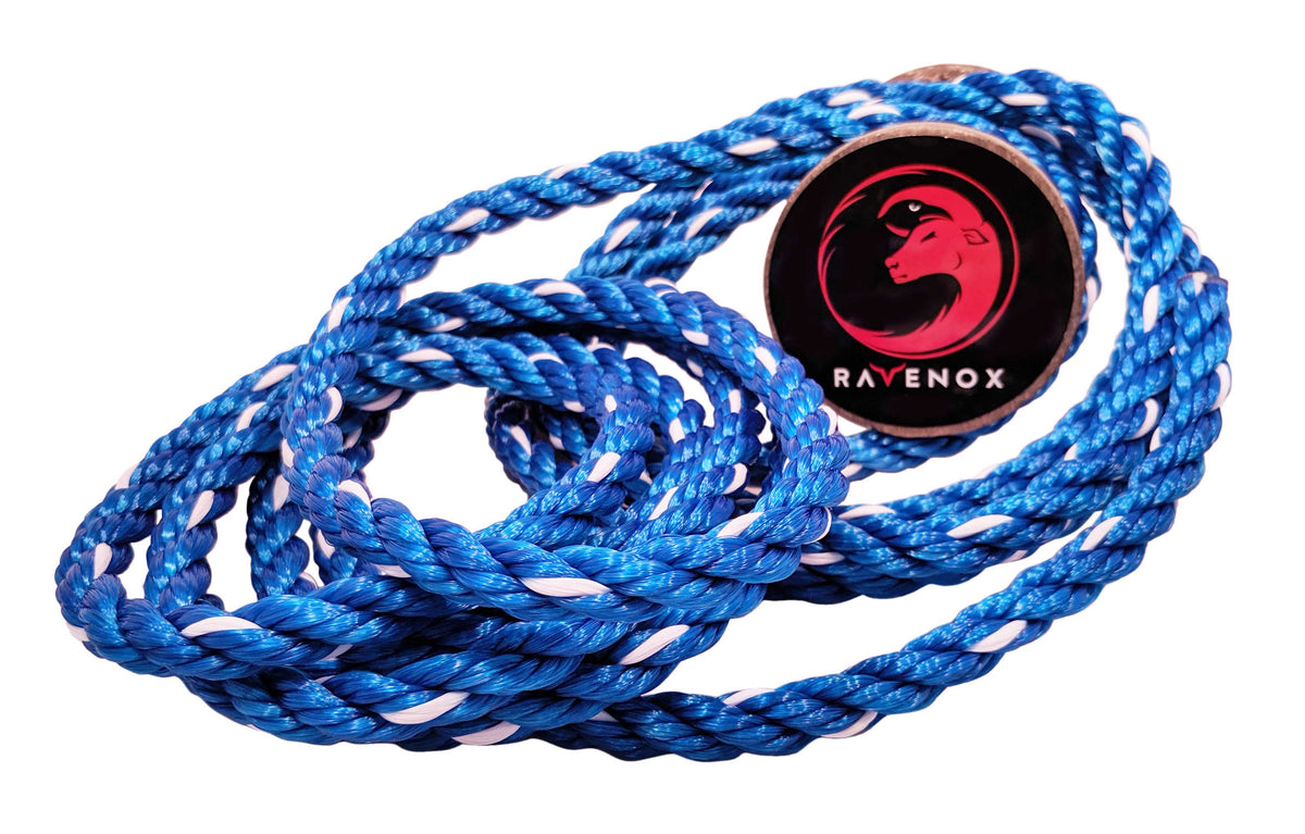 Ravenox Twisted Polypropylene Rope (Blue with White Tracer) - 1/4-Inch x 600-feet - 17696599572570