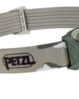 Front view of the PETZL ARIA® 2 RGB headlamp in black, showcasing its sleek design and adjustable elastic headband. (8749916586221)