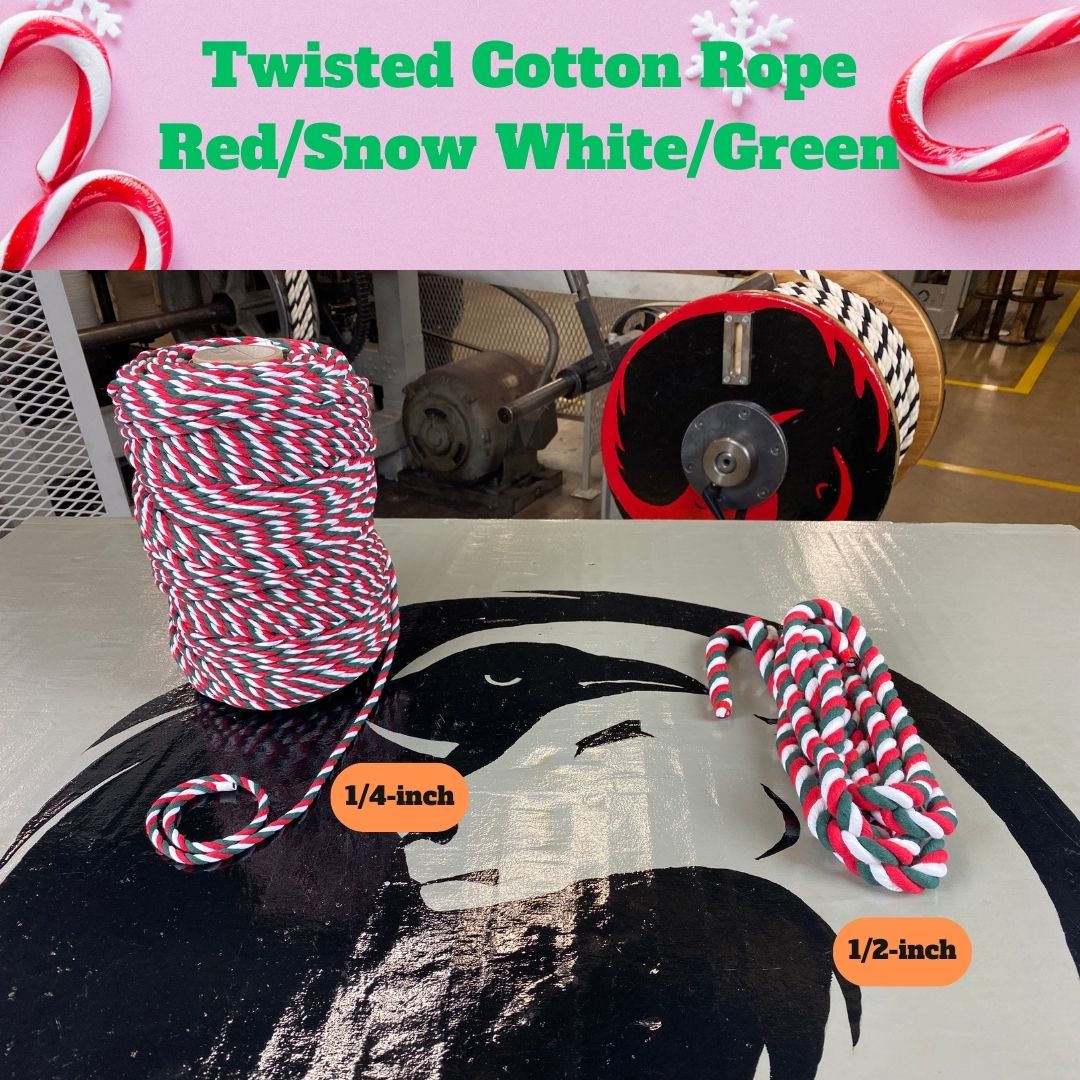 Ravenox Christmas Twisted Cotton Rope | Cordage for Decoration 1/4-Inch x 600-feet (Full Spool)