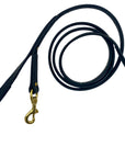 Leather Detailed image of Ravenox Leather Safety Dog Leash showing dual attachment points for prong collars and harnesses, ensuring enhanced safety. (8660536590573)