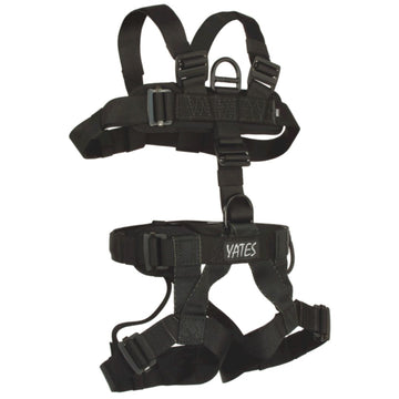 Lightweight Assault Harness with Tactical Full Body Chest in black, featuring a full body design with quick-adjust hardware and a single connection point chest harness, ideal for SPIE, rappel, and extraction operations. (8749720862957)