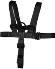 Front view of the U.S. Navy Tactical Chest Harness in black, featuring an upper chest D ring, lightweight 1.75-inch webbing, and camlock buckle for easy adjustment over tactical body armor. (8749815595245)