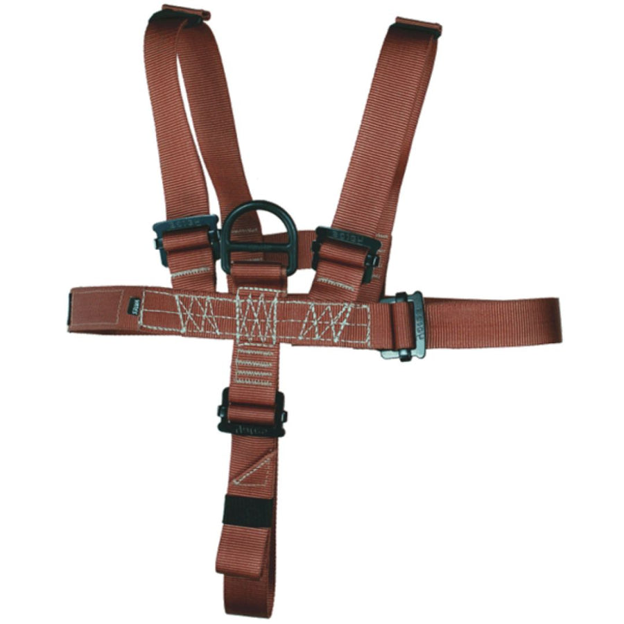 Side view of the U.S. Navy Tactical Chest Harness in terra, highlighting the durable construction, adjustable straps, and Cobra chest buckle, designed for short-haul and SPIE operations. (8749815595245)