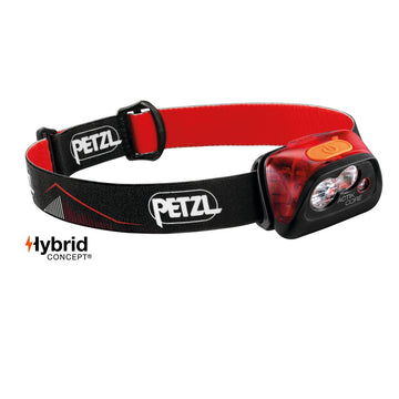 PETZL ACTIK® CORE rechargeable headlamp with 450 lumens, featuring a reflective headband and compact design, ideal for outdoor activities like hiking and running. (8759324639469)