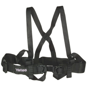 Rescue Chest Harness in black, featuring V-ring attachment points and an O ring strap for secure rigging, fully adjustable for a comfortable fit. Lightweight design made in the USA. (8749785514221)