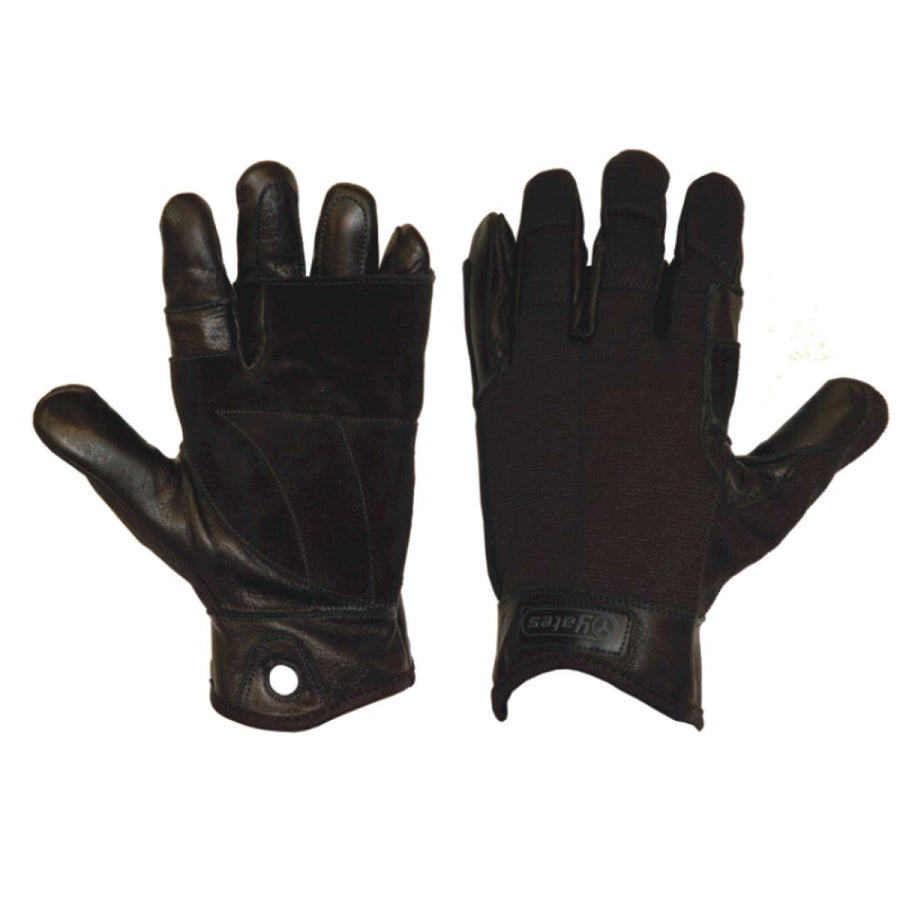 Tactical Rappel / Fast Rope Gloves in black, made from thick full-grain leather with Kevlar thread, providing heat resistance and durability for fast roping and tactical operations. (8745466396909)