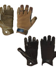 Side-by-side comparison of Tactical Rappel / Fast Rope Gloves in black and Coyote Tan, showcasing their thick full-grain leather construction and heat-resistant Kevlar thread for enhanced protection and durability during tactical and fast roping operations. (8745466396909)