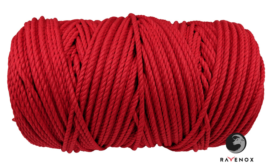 1/4 Inch Twisted Cotton Rope - Red