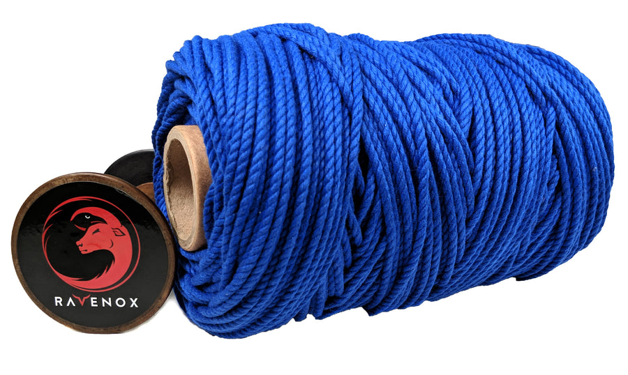 Ravenox Royal Blue Cotton Macramé Cord | Cordage for Macramé Projects 6 mm x 33 Yards