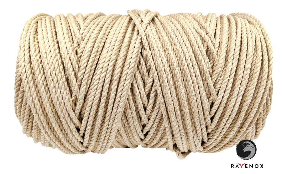 Ravenox Natural Twisted Cotton Rope, (Snow White)(1/2 Inch x 10 Feet), Made in The USA