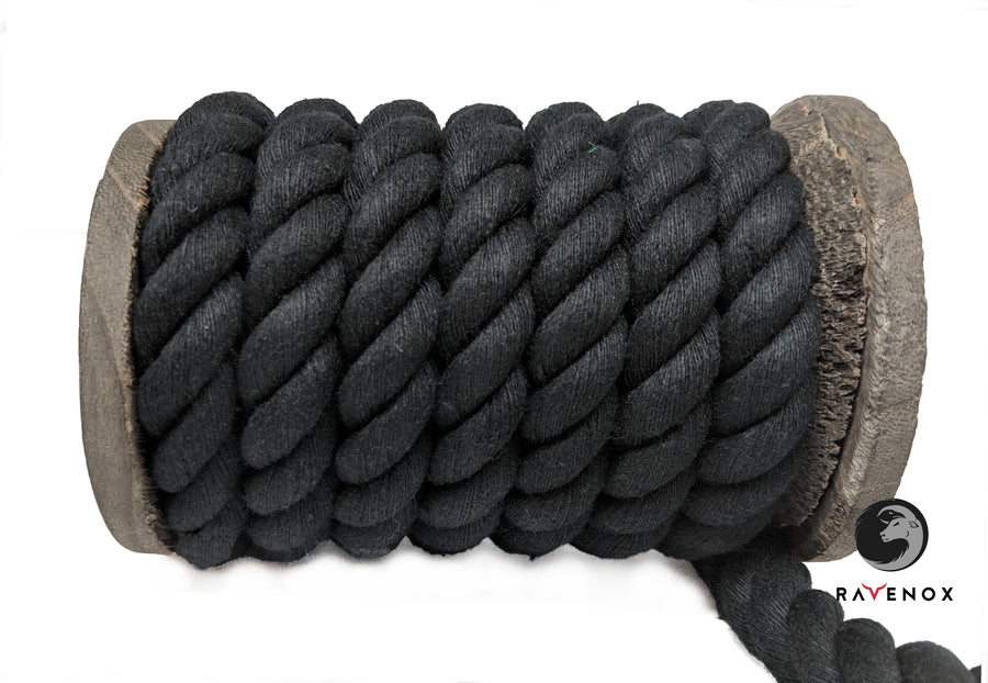 Ravenox Twisted Cotton Rope & Twine (Black) - 1/4-Inch x 10-Feet - 10683055873
