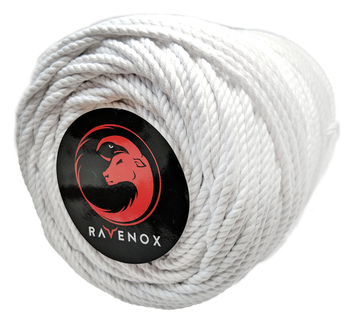 Ravenox Colorful Twisted Cotton Rope | (White)(1/4 Inch x 10 Feet) | Made  in The USA | Custom Color Cordage Sports, Décor, Pet Toys, Crafts, Macramé  