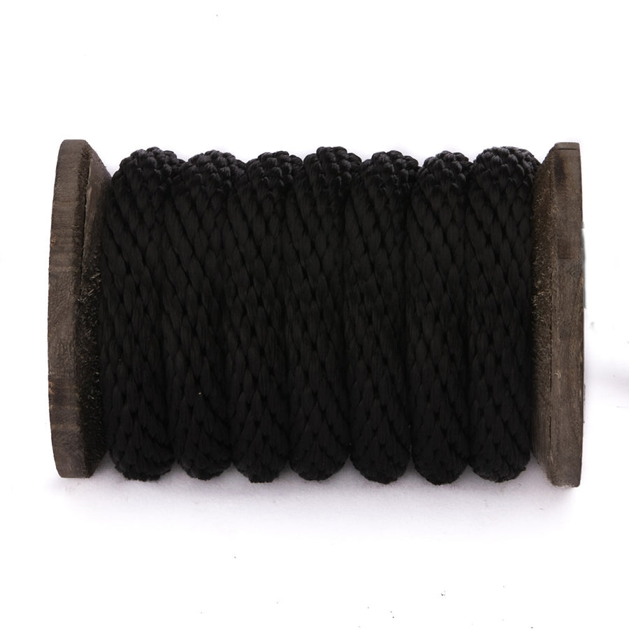 Solid Braid Nylon Rope (3/8 Inch, Black, 100 Feet)