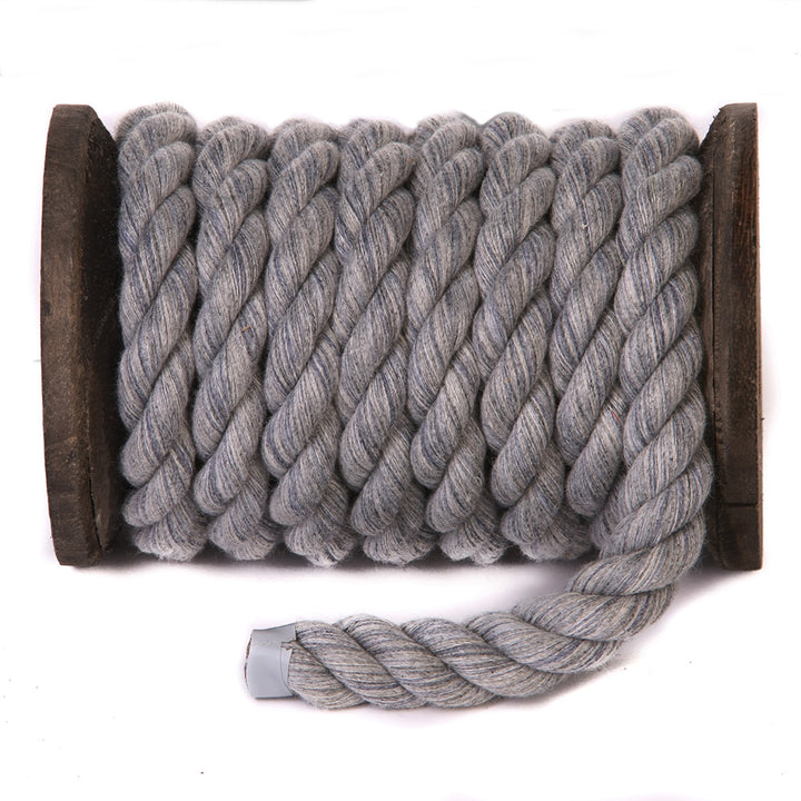 5mm Round Braided Cotton Cord/Rope - Grey Marl