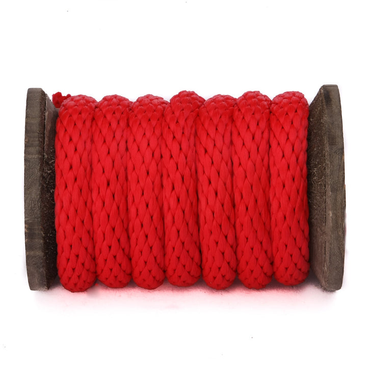Multi-Purpose Silky Feel Nylon Twisted Braided Rope for Crafts, Cargo,  Tie-Downs, Marine, Camping, Swings (10 Meter Each) (Black and red)